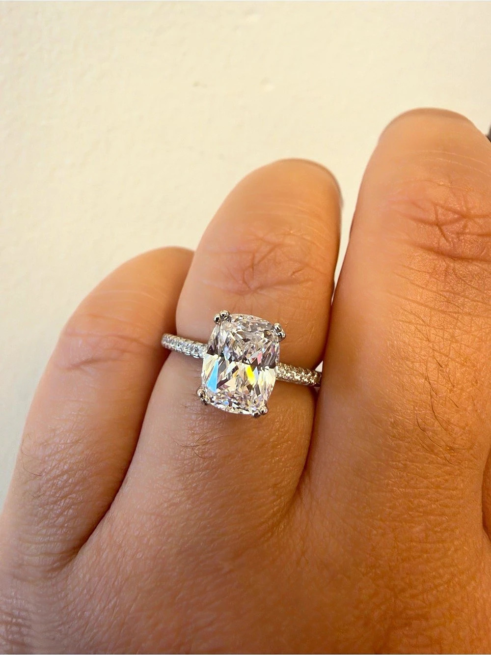 NWT Elongated Cushion Cut 2.50ct Ring Sterling Silver, Simulated Diamond CZ